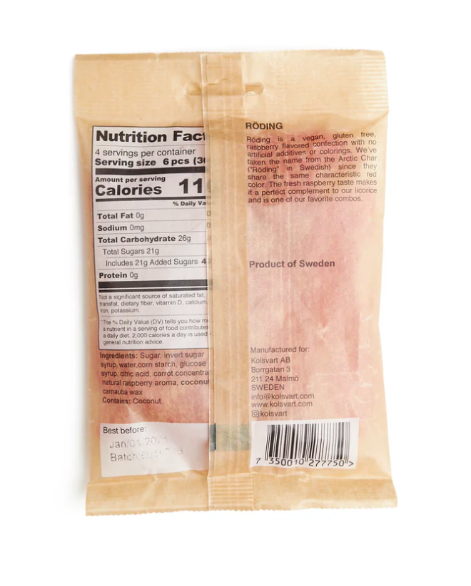 Kolsvart Sour Raspberry Gummy Fish