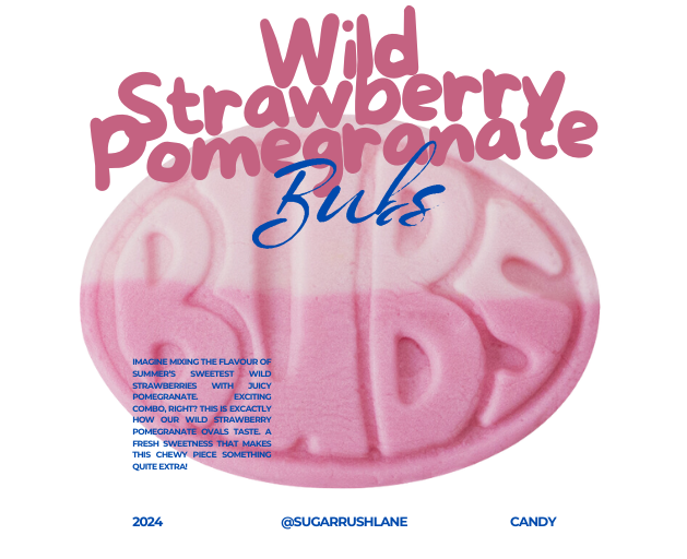 BUBS Wild Strawberry and Pomegranate Marshmallow Ovals Swedish Candy