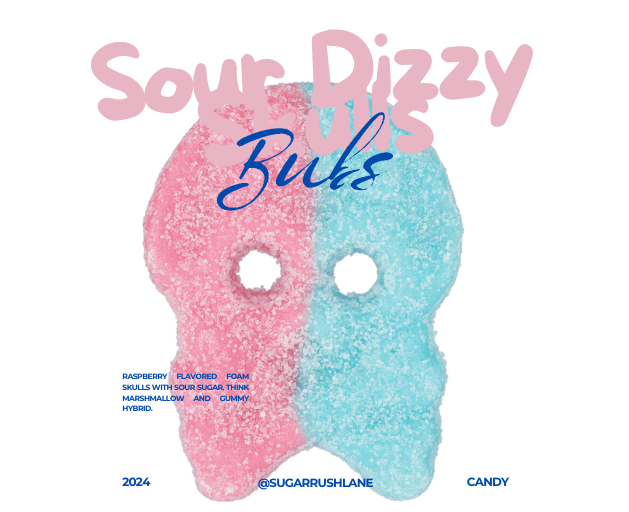 BUBS Sour Dizzy Skulls Gummy Swedish Candy