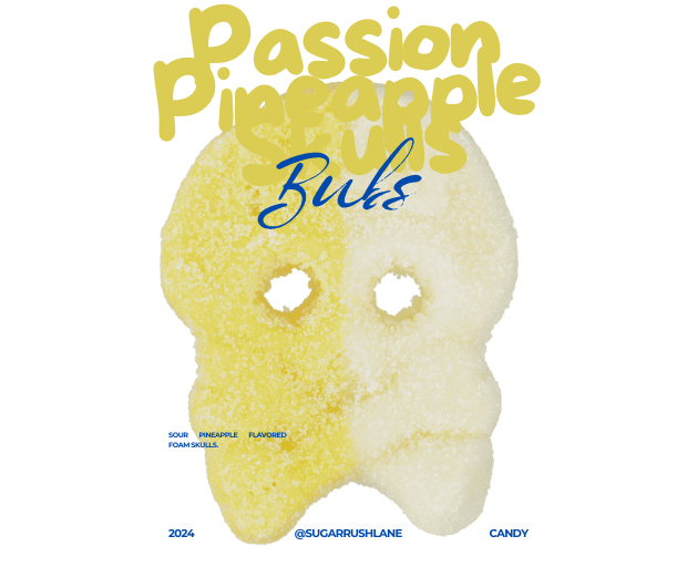 BUBS Cool Passion Pineapple Foam Skull Swedish Candy