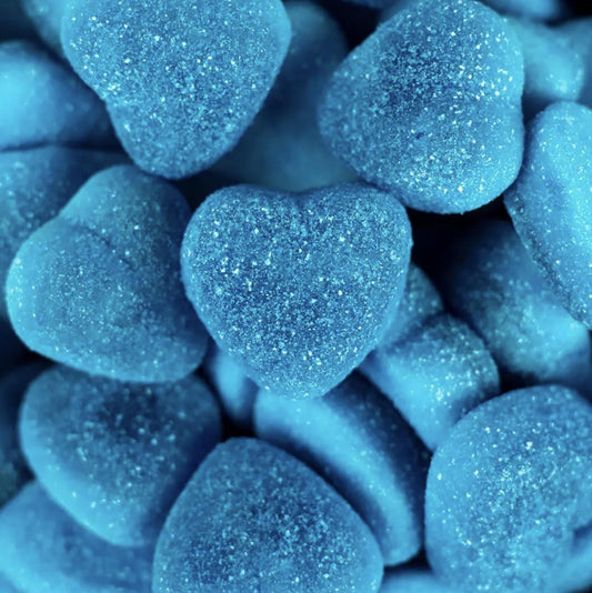 Sour Blue Raspberry Gummy Hearts Swedish Candy