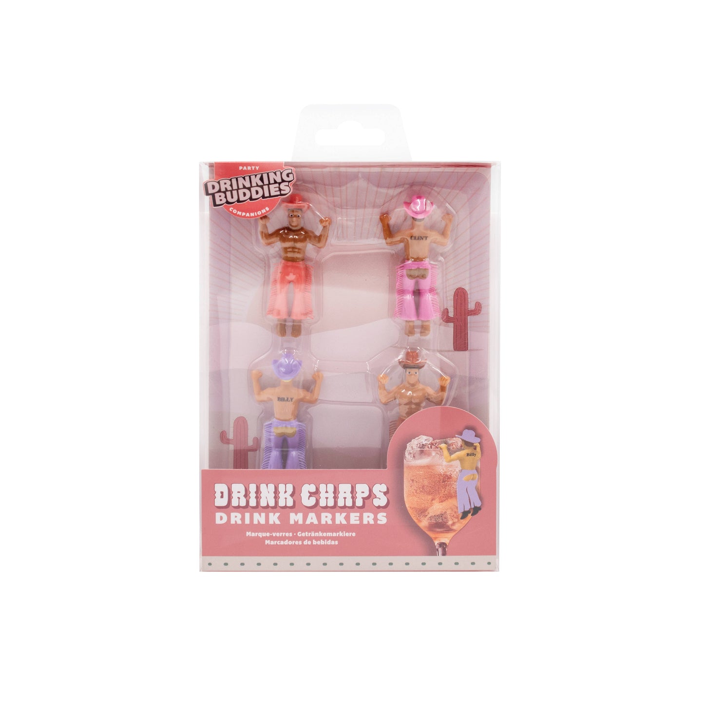 Western Drink Chaps Drink Charms/Markers (4-Pack)