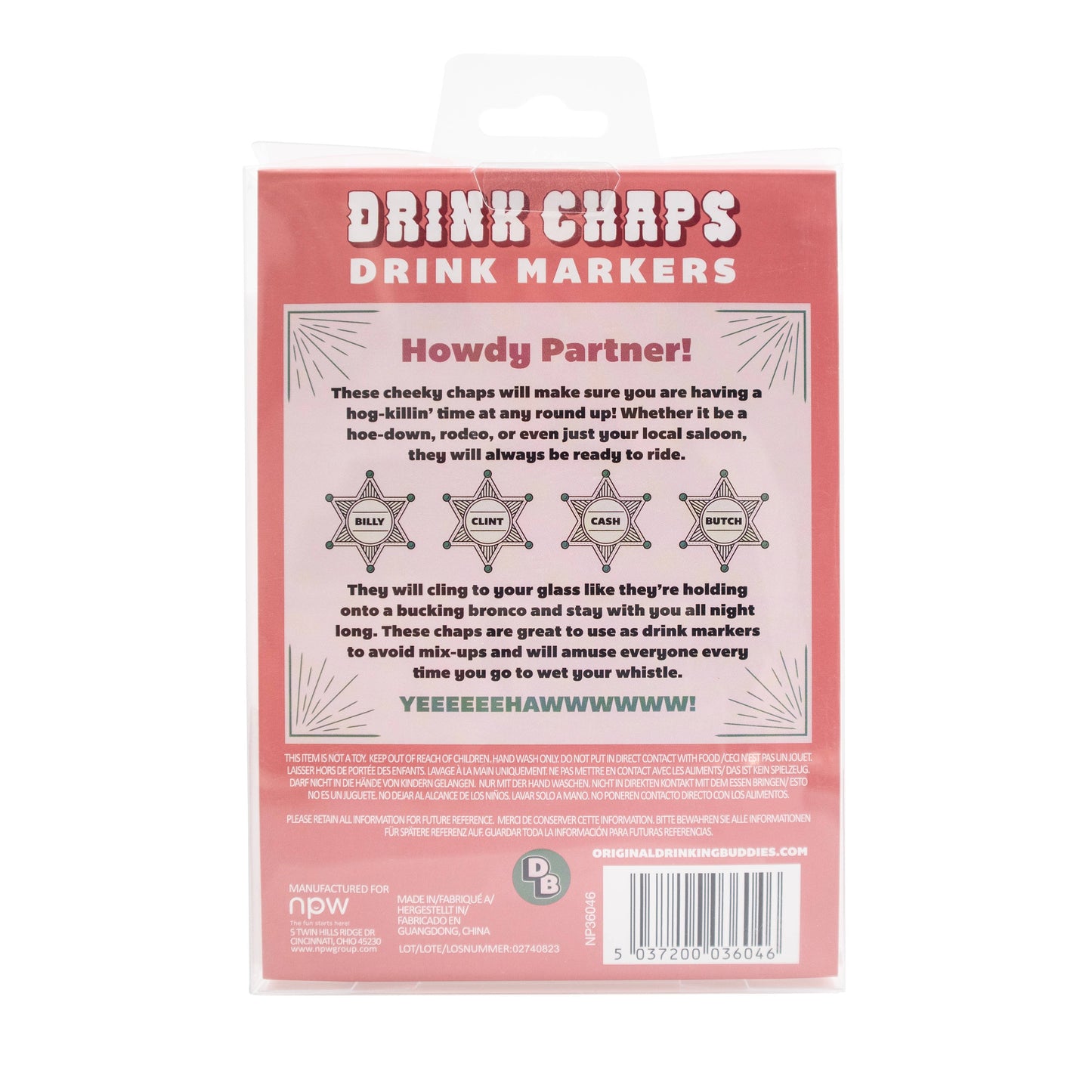Western Drink Chaps Drink Charms/Markers (4-Pack)