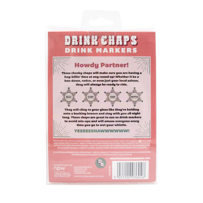 Western Drink Chaps Drink Charms/Markers (4-Pack)