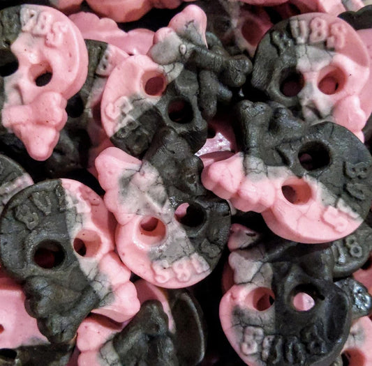 BUBS Raspberry Licorice Skulls Swedish Candy